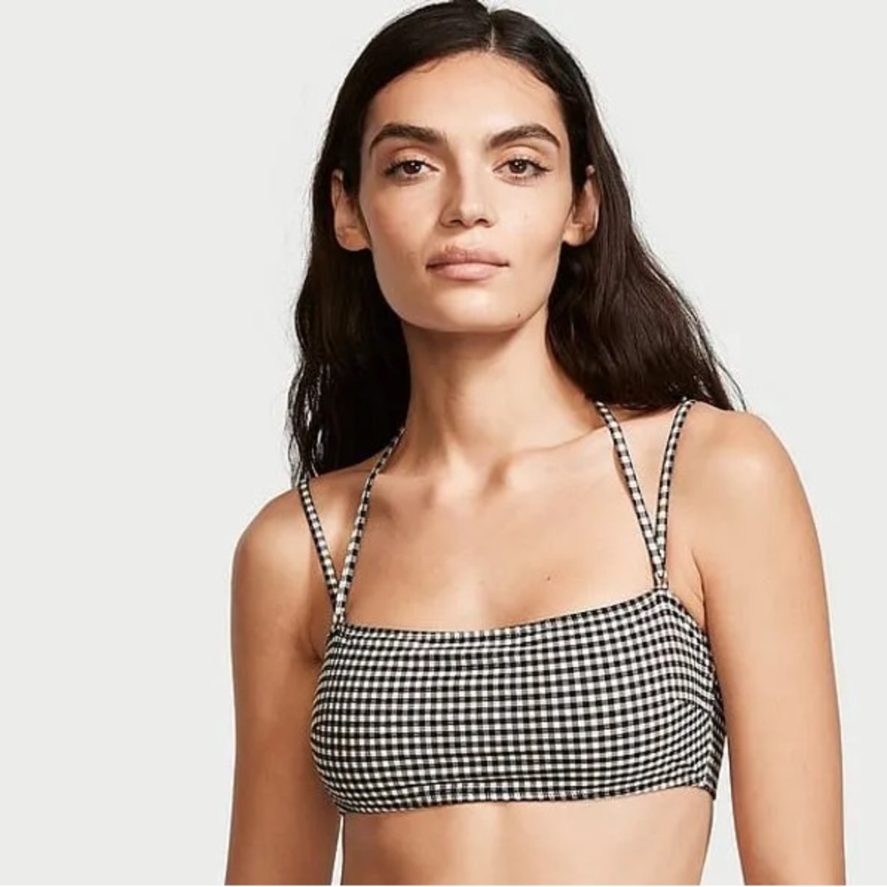 Victoria's Secret Black and White Checkered Bikini Top